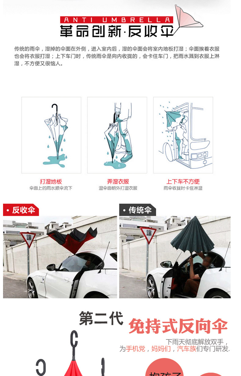 Upside down reverted double layer umbrella GK-UM01