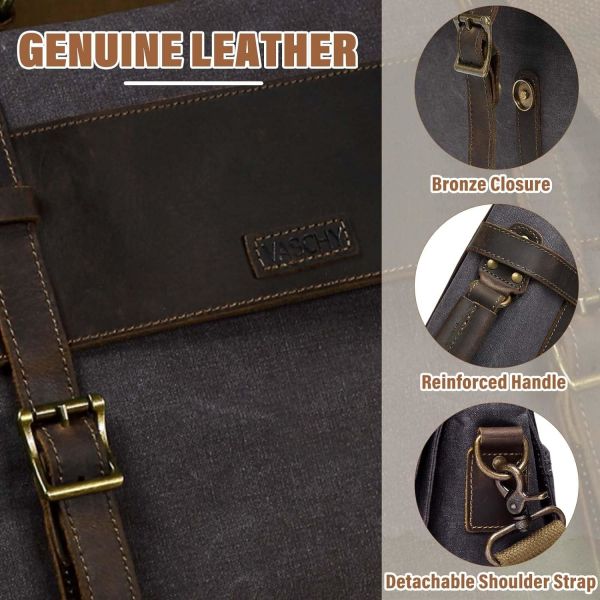 Сумка для мужчин, винтажный холст кожаный холст ноутбук сумка плечевая сумка деловой чемодан