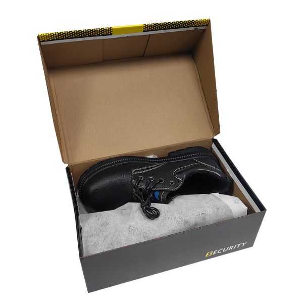 Anti Smashing PU Safety Shoes Rubber Sole Black Safety Shoes For Construction