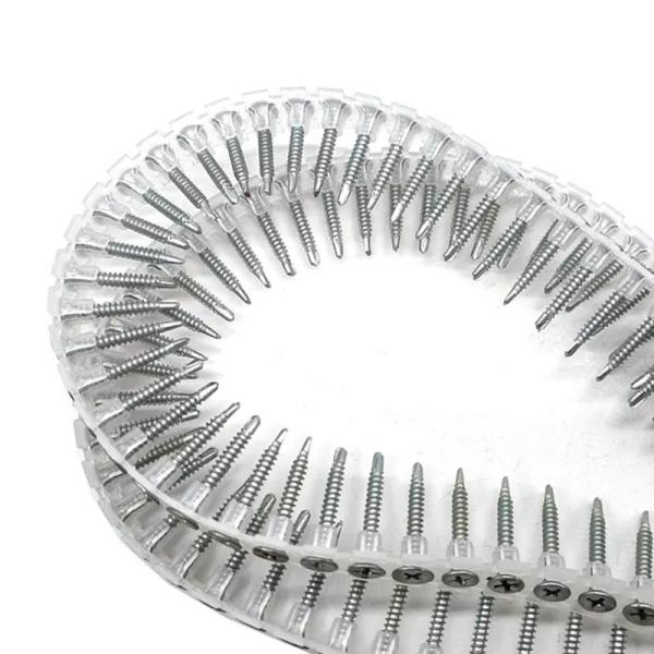 Strength Coarse Thread Carbon Steel Drywall Chain Belt Screw With Phillips Drive For Standard Guns