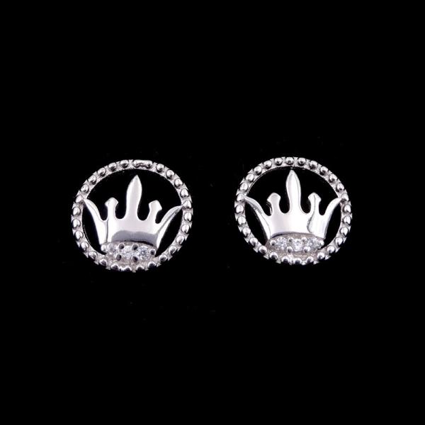 White CZ And Black Epoxy Enamel 925 Silver Earrings Triangle Shaped European Style