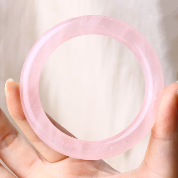 Pierre naturelle cristalline polie rose rose quartz bracelet bijoux de cristal pour cadeau d'anniversaire