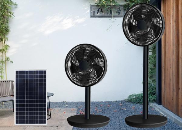Remote Control Solar Powered Floor Fans With AC / DC Lithium Battery 12v