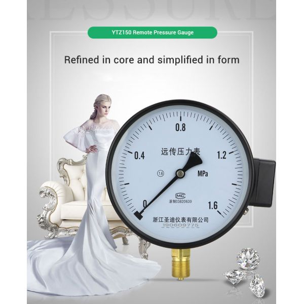 150mm 60bar 1.6% Bottom Connection Pressure Gauge with Remote Resistance Manometer
