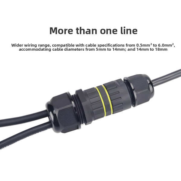M25 5-Pin Straight-Through Screw Lock IP68 Waterproof Connector 1 In 2 Out