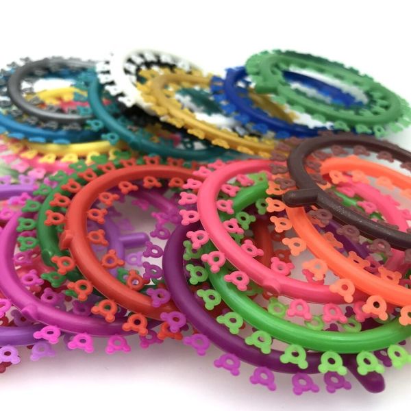 Dental Orthodontic Elastics Cartoon Ligature Ties Grey Red Blue Green ODM
