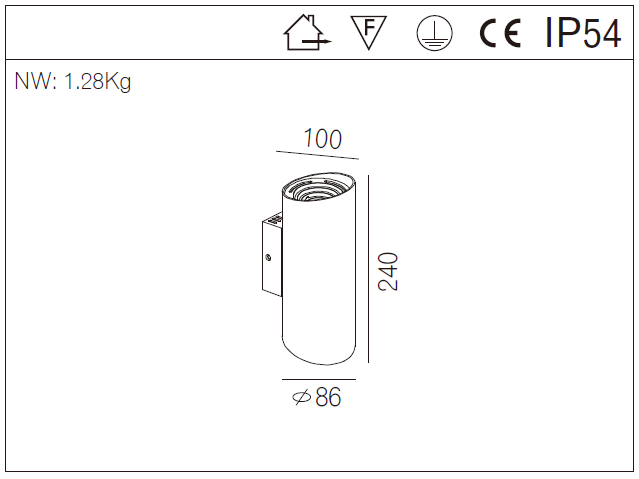 14W IP54 Outdoor Up And Down Wall Lighting 2*7W Cylinder Aluminum Material 3000K 24 DEGREE