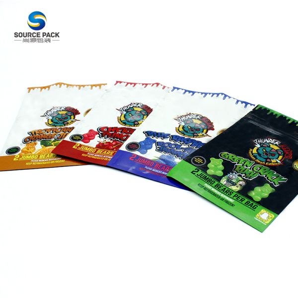 CBD Gummies Packaging Mylar Bags Smell Proof Customized Weed Zipper Pack (КБД Гуми), упаковка, в которой содержатся милярные пакеты, без запаха