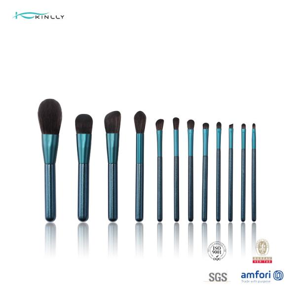 Travel Size 12Pcs Cosmetic Makeup Brush Set With Wooden Handle