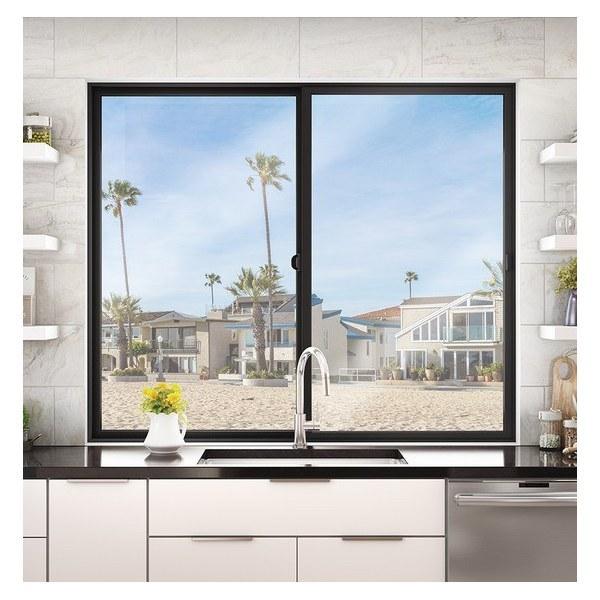 Ventana y puerta corredera de aluminio ODM para cocina, vidrio templado negro