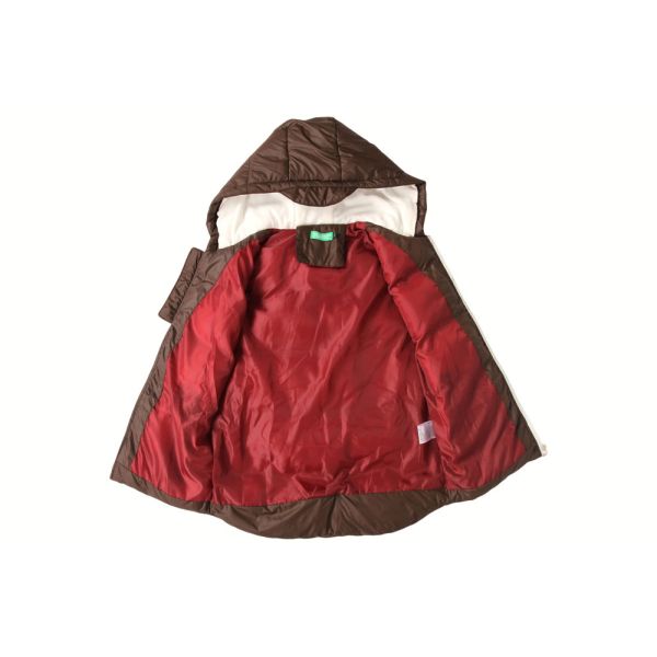 Brown 15/16 Size Kids Padded Gilet With Fur Lining Hood