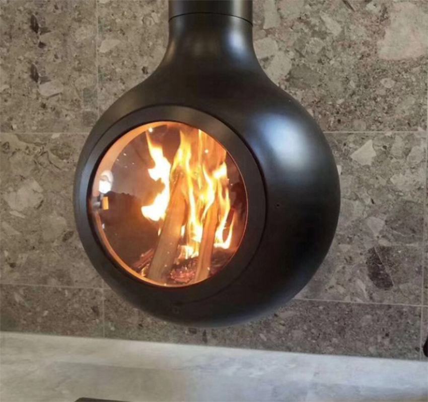 Customized Indoor Wood Burning Stove Decorative Hanging Suspended Fireplace