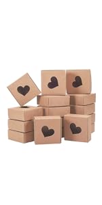 Square Brown Kraft Boxes Heavy Duty Paper Gift Box With Clear Windows 3.3x3.3x1.2 For Party Favor Treats, Bakery