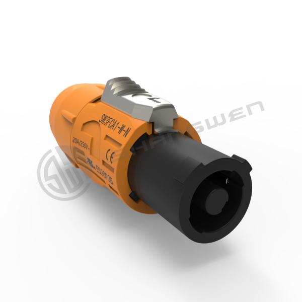 Conector masculino Powercon resistente à água de plástico estável Acessórios eletrônicos industriais