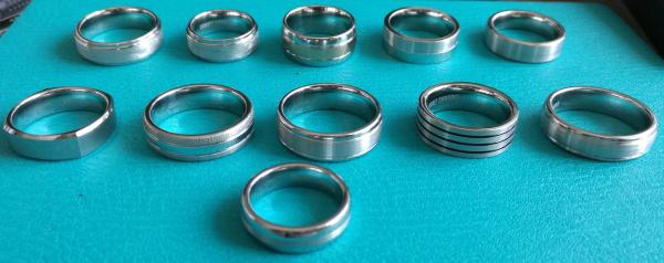 Cobalt Chrome 8MM Double Grooves Middle Satin Finish Wedding Band Ring,White Gold Color