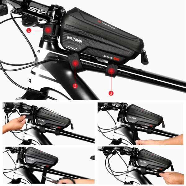 Front Tube Frame Bike Bicycle Handlebar Bag with 1L Capacity Waterproof Phone Mount