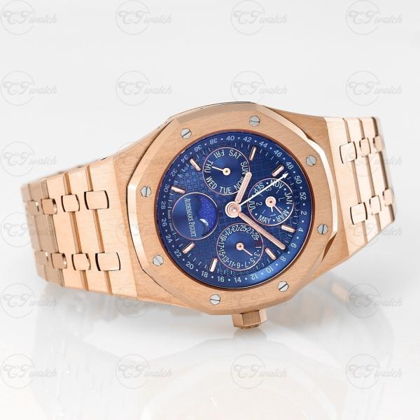 Audemars Piguet Royal Oak Perpetual Calendar 26574OR 41mm Rose Gold Blue Dial Calibre 5134 Automatic Watch 20m Water Resistance