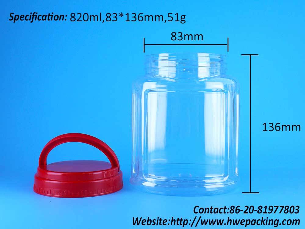 Custom Food Grade Plastic Clear Jar Dried Fruit Raisin Mango Berry Packaging With Handle Lid