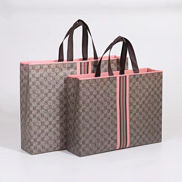 Logo Printed Gilding Striped Apparel Paper Bag Packaging For Clothes