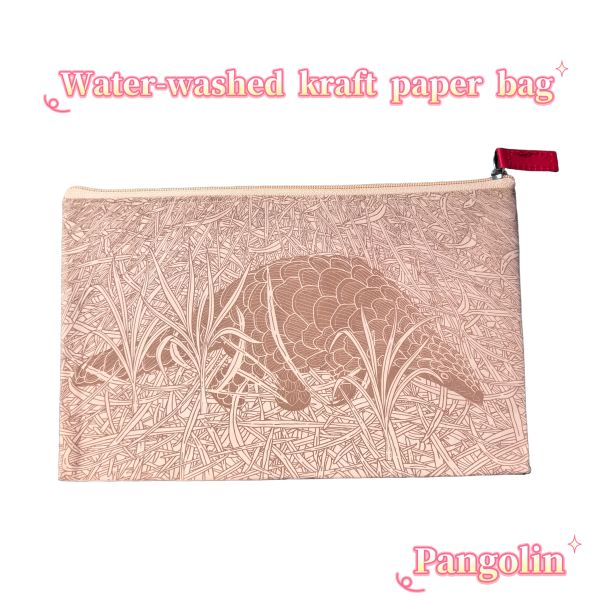 Zipper  Washable Kraft Paper Bag 22cm Tear Resistant Kraft Bags With Logo Reusable