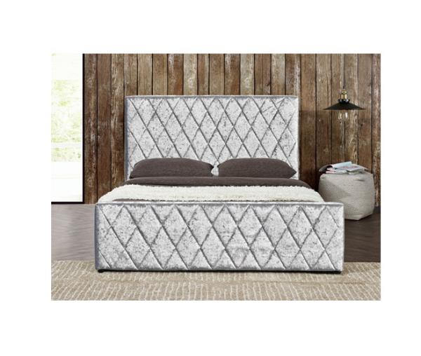 Ottoman Gray Velvet Tufted Storage Bed Frame Gas Lift OEM ODM
