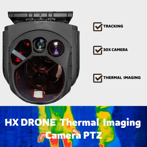 Preto infravermelho da suspensão Cardan PTZ HXTS80 do UAV do zangão 110KG 20KM da câmera do IR da suspensão Cardan do EO RI da elevada precisão