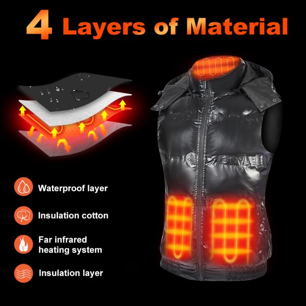 Unisex Winter 4 9 11 Zone Heating Gilet Waistcoat Thermal 3 Ajustable Temperature
