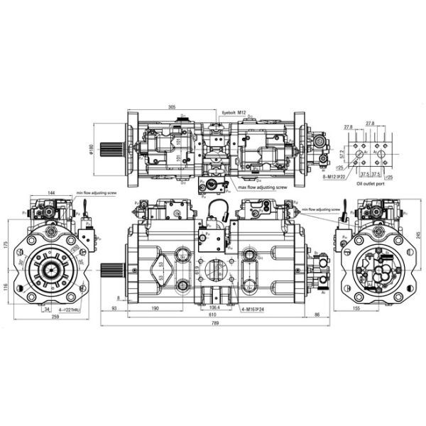 Hyundai R335-7 R320-7 Excavator Hydraulic Pump , K3V180DT-9C79 Kawasaki Main Pump