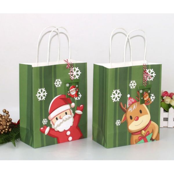 УЛЬТРАФИОЛЕТОВЫЕ печатая портативные сумки подарка рождества бумаги Kraft 18*9*23cm