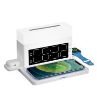 5 en 1 carga inalámbrica del teléfono de la carga inalámbrica del despertador de la luz de la noche de la lámpara de escritorio de Digitaces