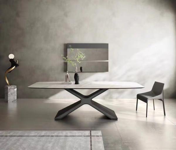 Contemporary Chic Ceramic Marble Top Dining Table And Chairs Unique Veining Patterns