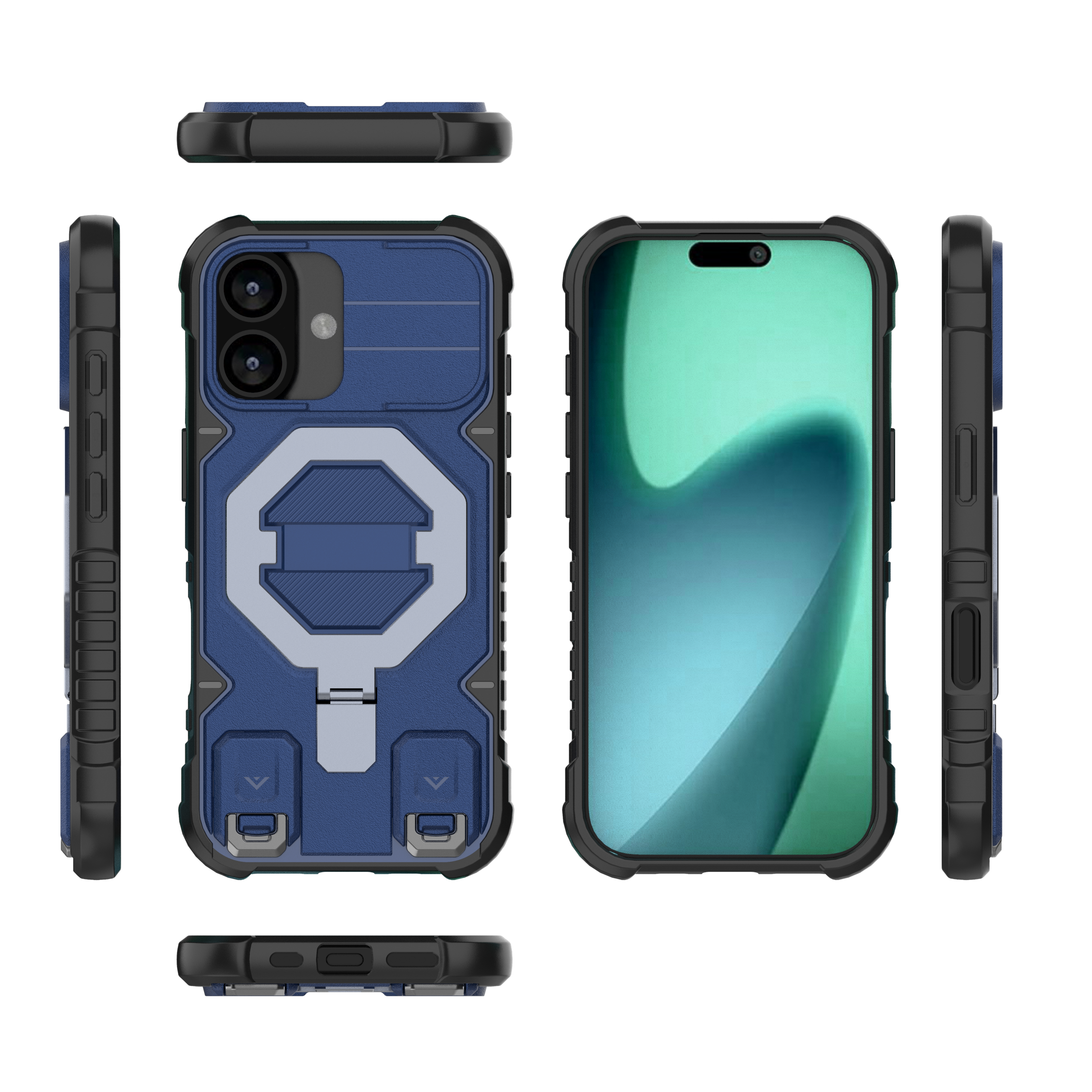 Rugged Outdoor Phone Case with Industrial-Grade Shockproof Protection, Magnetic Kickstand, and Lanyard Hole