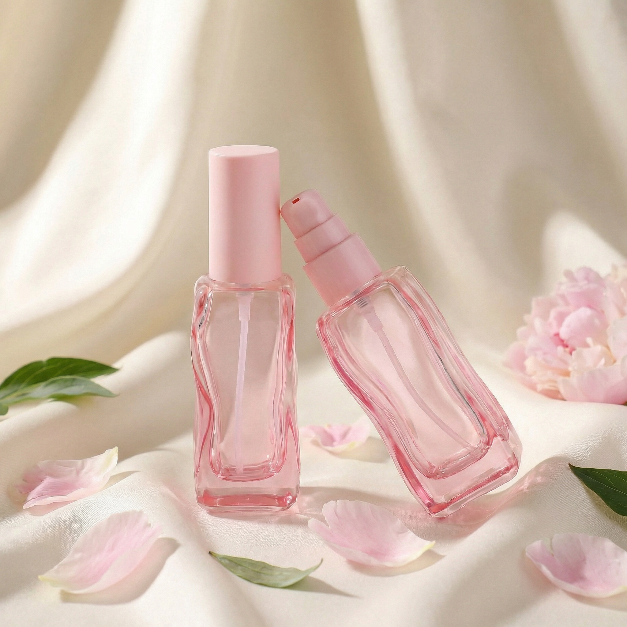 Empty Glass Lotion Pump Bottles 125ml Square Cosmetic Skincare Body Lotion
