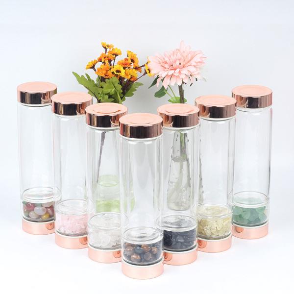 Travel 500ml / 15.2oz Glass Water Bottle With Stainless Steel Lid Custom Logo