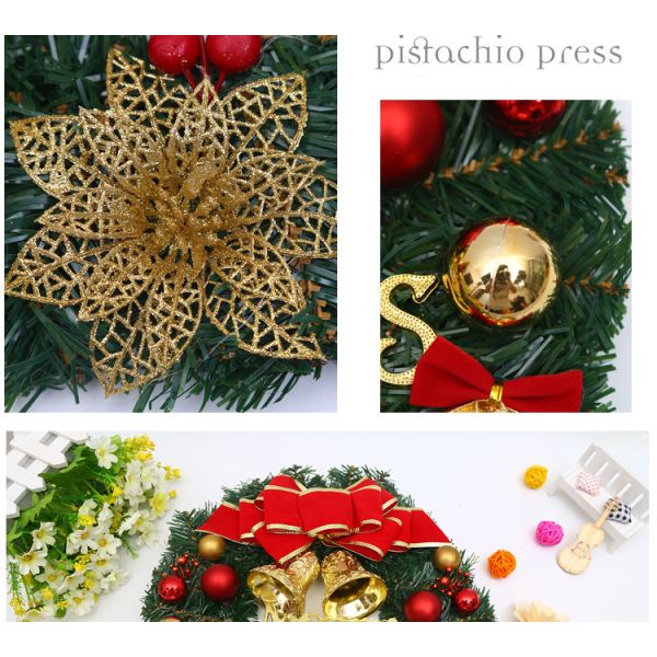 Plush Cloth and Plastic Christmas Pinecone Wreath for Outdoor Christmas Decorations