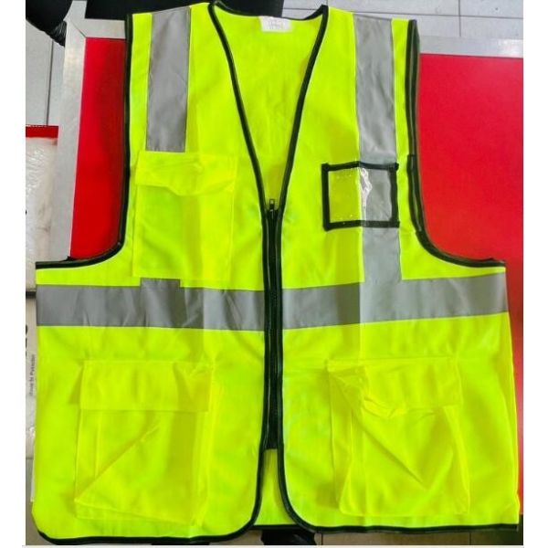 110 Gram 80 Gram Green Hi Vis Vest Custom Construction Vest Zipper Type