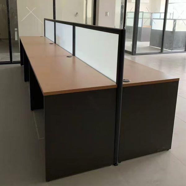 Black Office Desk Workstation With Office Privacy Screen Partition