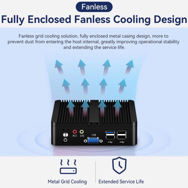 Intel Celeron J6412 PC industriel sans ventilateur avec double LAN et DDR4 jusqu'à 16 Go
