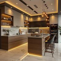 Armoires de cuisine en laque italienne moderne Ensembles complets - Unités de stockage intelligentes avec des comptoirs en pierre extravagants