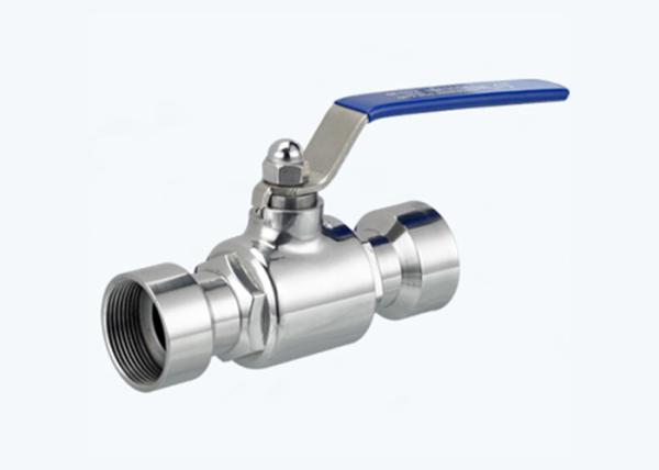 Handle / Pneumatic Stainless Steel Sanitary Valves Two Piece Ball Valve Threaded Ends