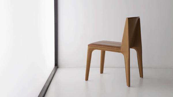 Colombo Oak Mak Fiberglass Dining Chair Padded Brown Faux Leather Seat