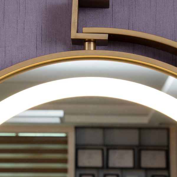 Quadro de Metal Resistente à Ferrugem Hotel Vanity Smart Banho Espelho de Parede com aquecimento e LED Anti-Fog