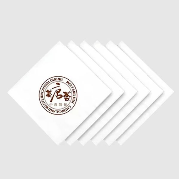 Custom Restaurant Napkins 3-Ply Virgin Wood Pulp Facial Tissue Paper with Logo Printed Bag Style for Hotel Bar Cafe Use