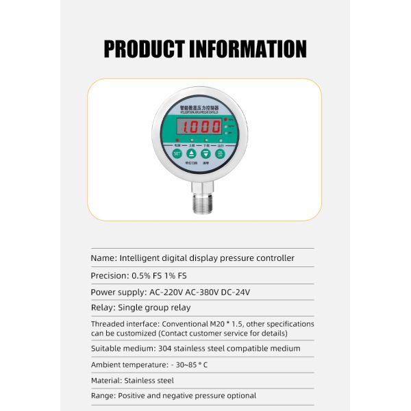 Highly 80mm Intelligent Digital Pressure Controller for Positive and Negative Pressure