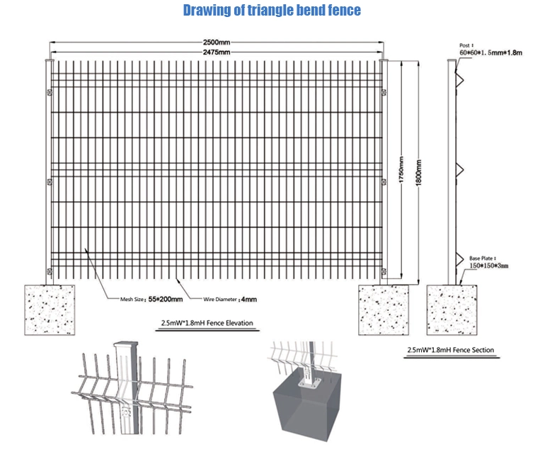 Pvc покрыл изогнутый панелью стальной столб персика загородки для сада