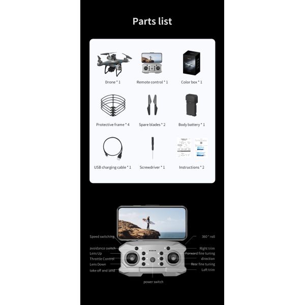 Prosumer Drones Made Easy Ky102 with 4k HD Dual Cameras Four-way Obstacle Avoidance and Intelligent Fixed Height Hovering