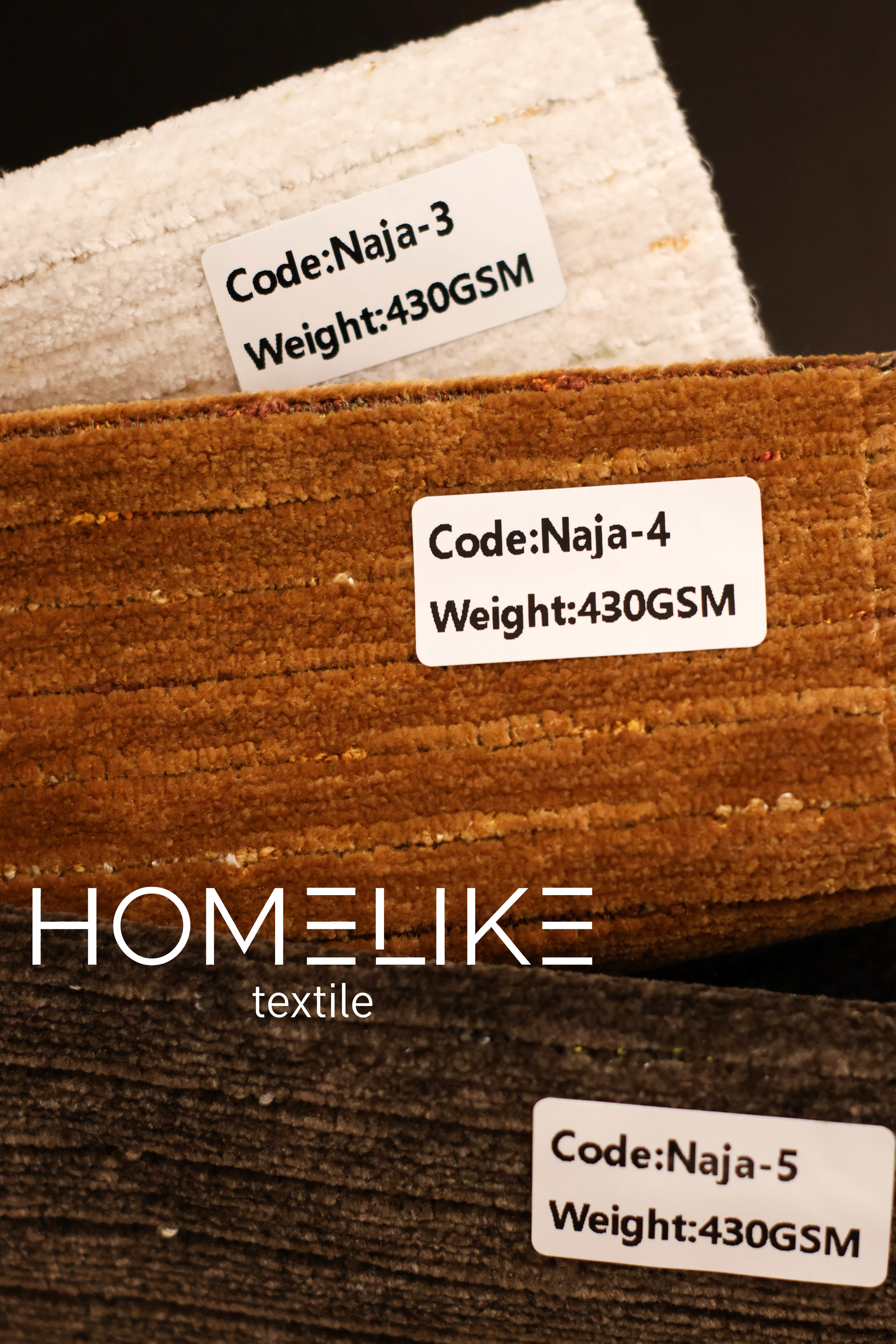 Naja|Speckled Horizontal‑Rib Chenille Upholstery Fabric