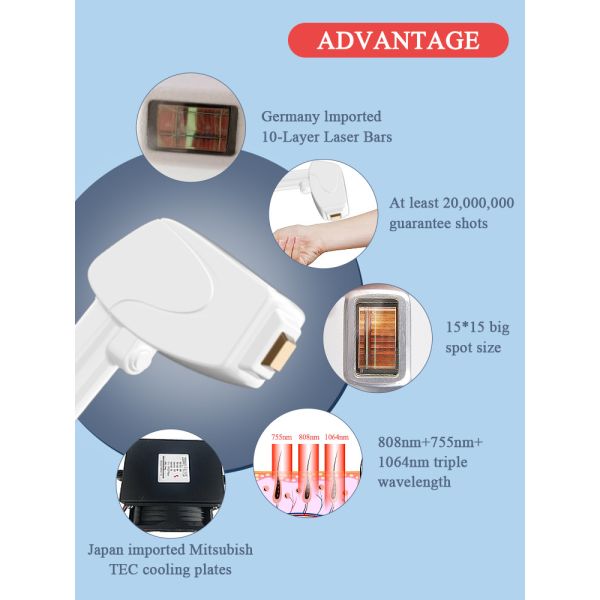 Ice Speed Diode Laser Bikini Hair Removal Machine With 3 Wavelength Hair Removal