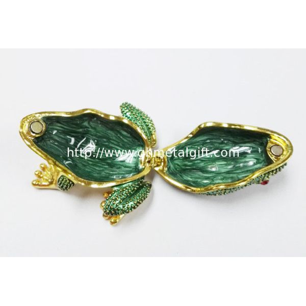 New design reinstone enamel Jiraffe frog pewter jewelry box metal pewter frog pewter jewelry box