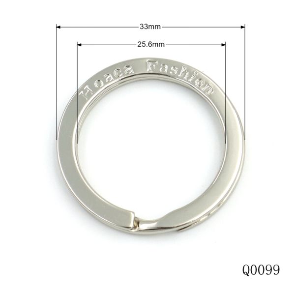 Hot Sale Nickel Plated Personalized Deep Engraving Logo Text Keychain Key Ring 1 Inch Flat Key Split Ring